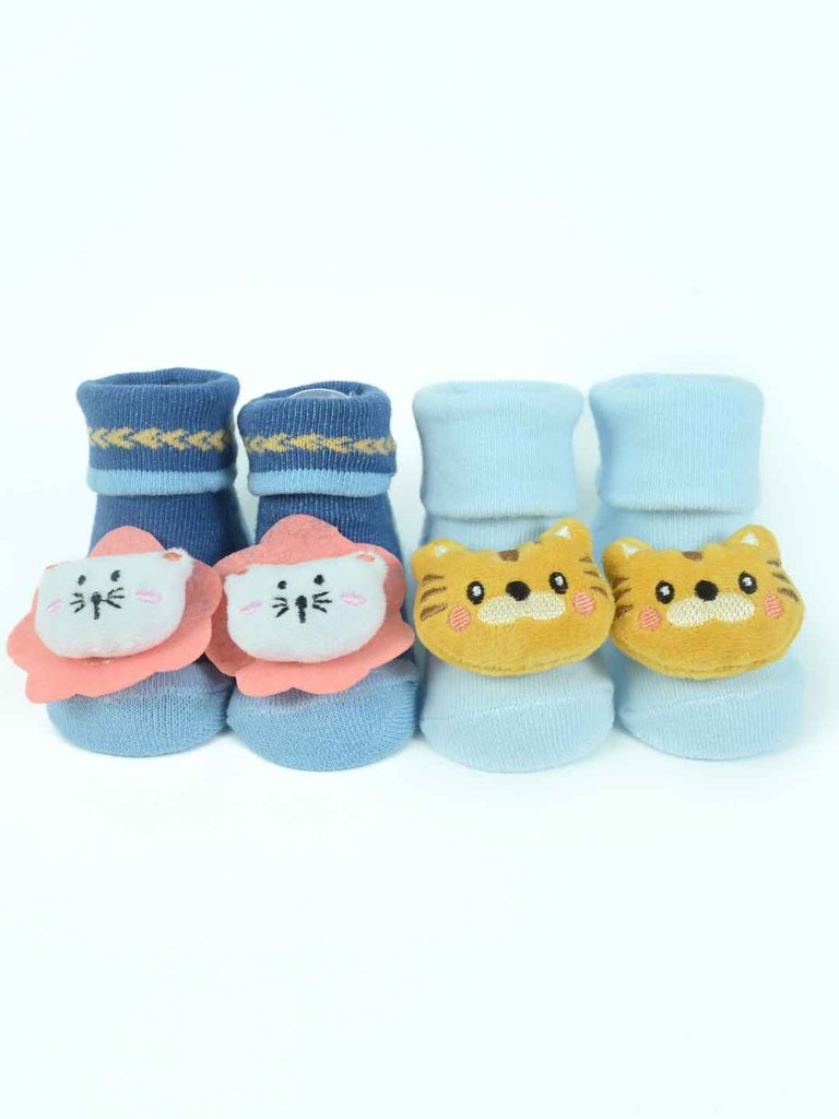 Little Roamers Animal Baby Socks Combo – Tiger & Kitty Designs for Cozy Little Feet-Full View