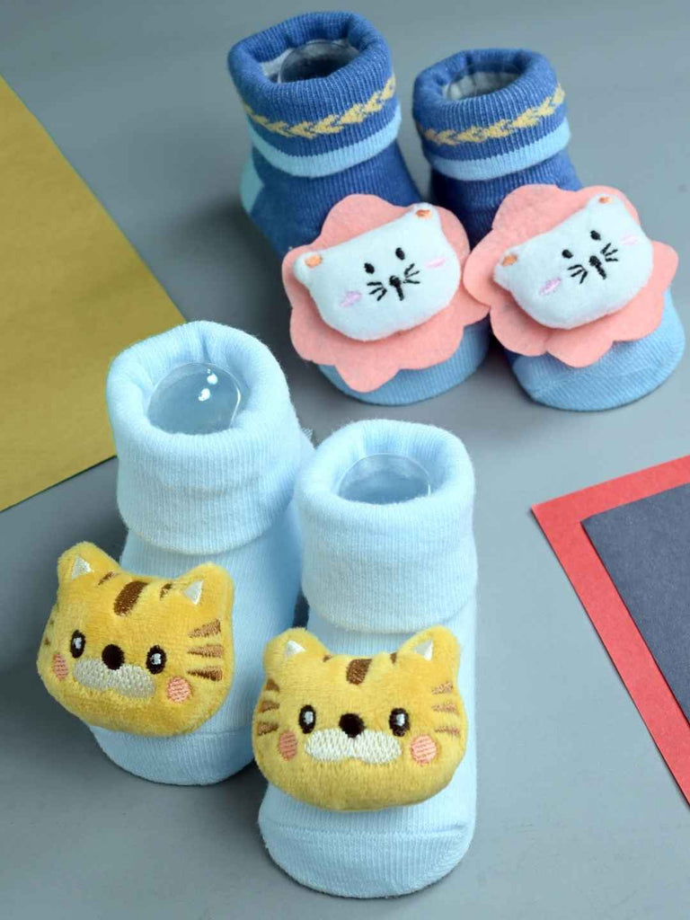Little Roamers Animal Baby Socks Combo – Tiger & Kitty Designs for Cozy Little Feet- Creative view