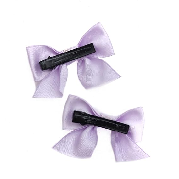 Back view Of Soft Lavender Bow Alligator Hair Clip by Yellow Bee for Children
