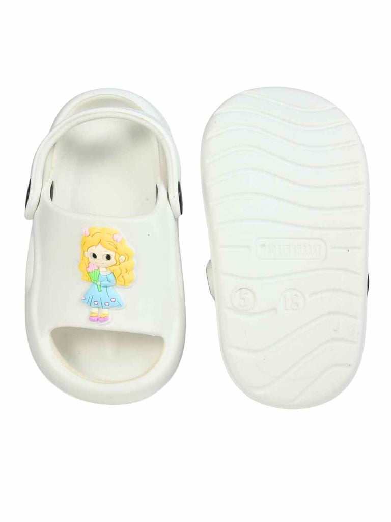 Lovely & Fun Doll Character Charms Sandals for Girls – White  Front & Back View