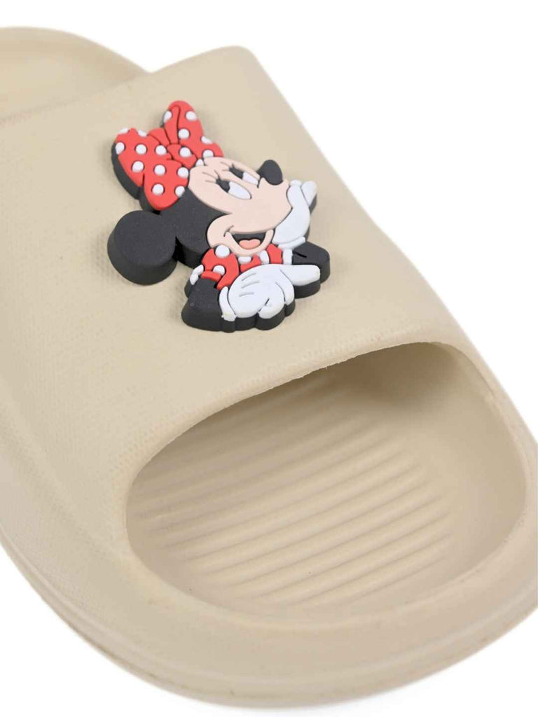 Lovely Minnie Mouse & Daisy Duck Slides for Girls Beige - Close Up View