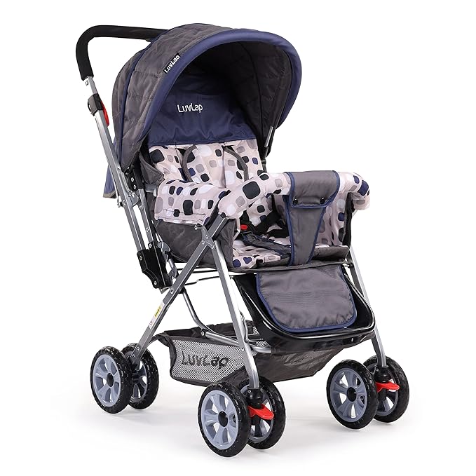 Full view of the LuvLap Sunshine Navy Stroller, a haven of comfort and convenience for your little one.