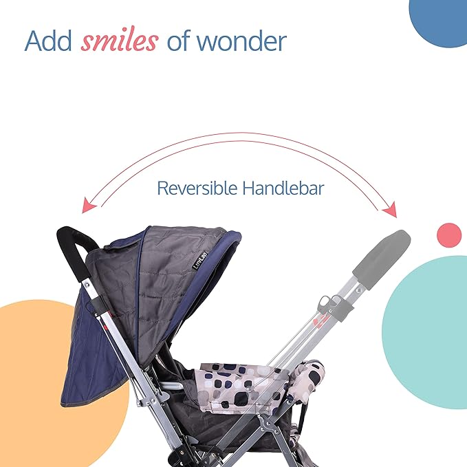 Add smiles of wonder with the reversible handlebar of the LuvLap Sunshine Stroller in Navy.