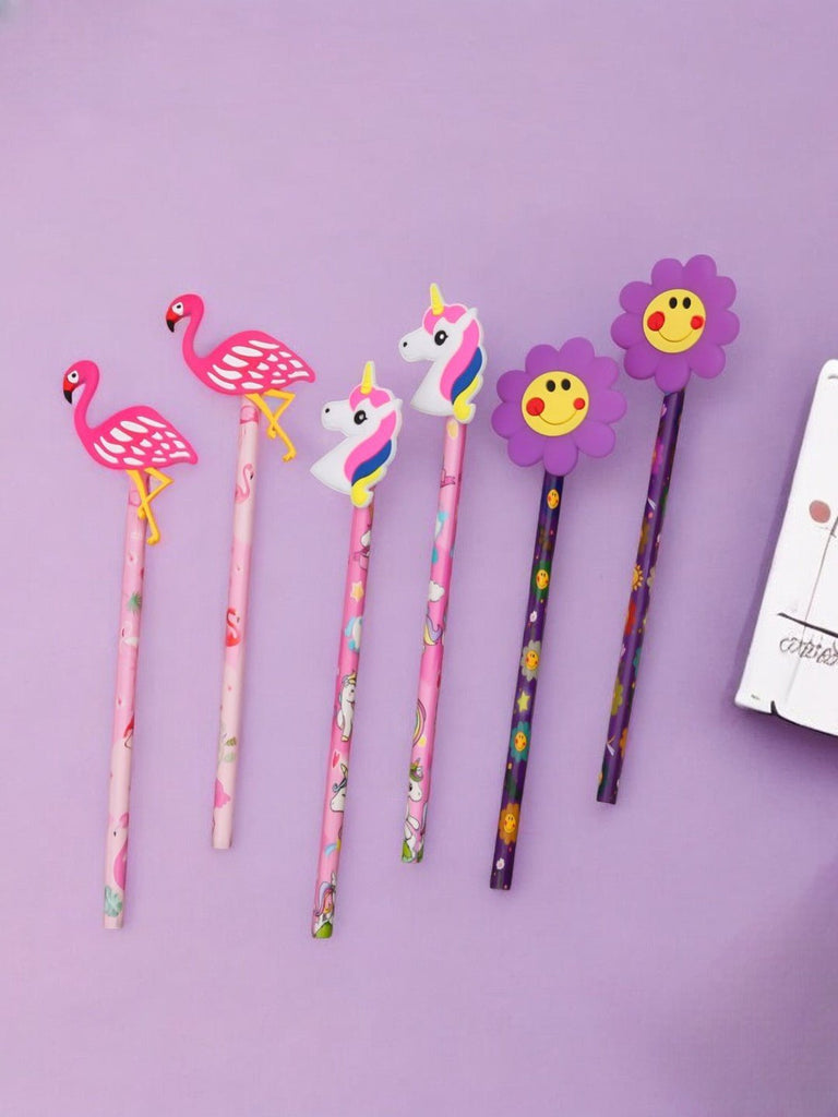 Yellow_Bee_Pencil_with_Flower_Flamingo_Unicorn_Motifs_for_Girls_Multi_Pack_of_6_