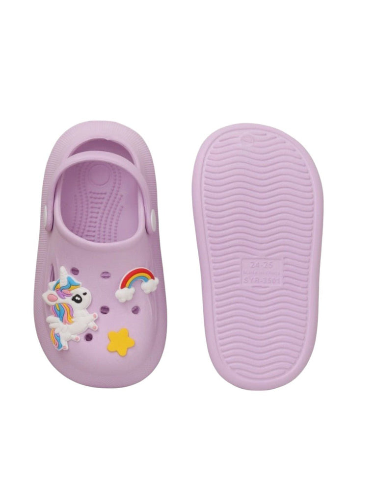 unicorn-and-rainbow-motif-clogs-for-girls-Front & Back View