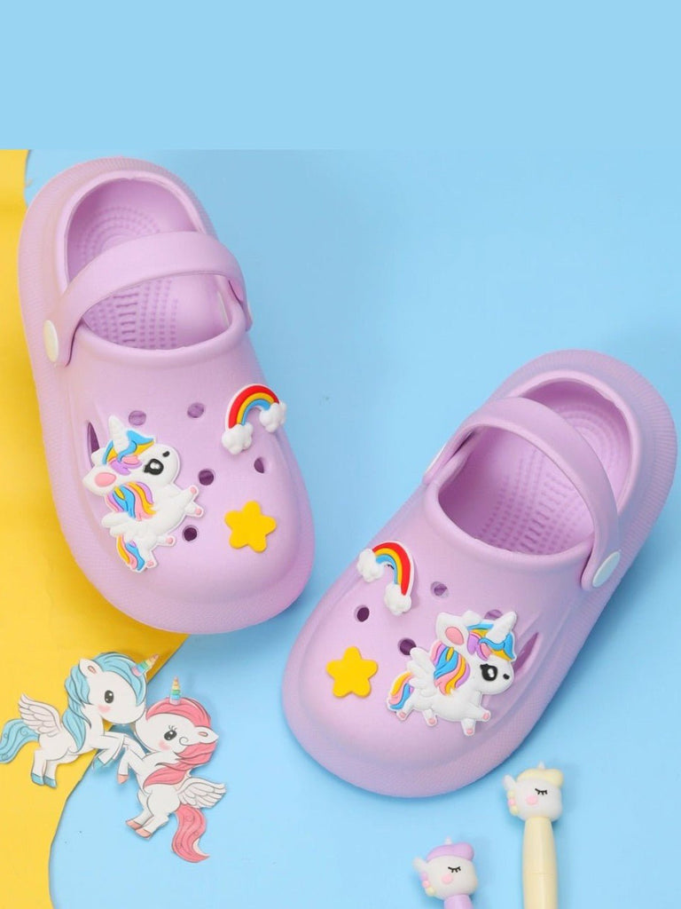 unicorn-and-rainbow-motif-clogs-for-girls-Creative view