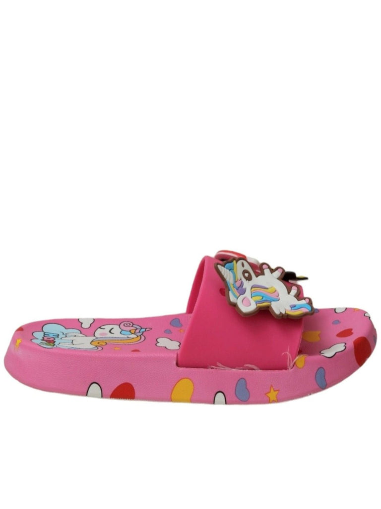 Side View of Yellow bee magical unicorn fantasy sliders for girls.