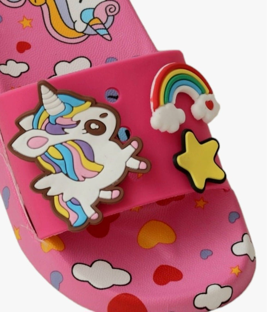 Close Up View Yellow bee magical unicorn fantasy sliders for girls.