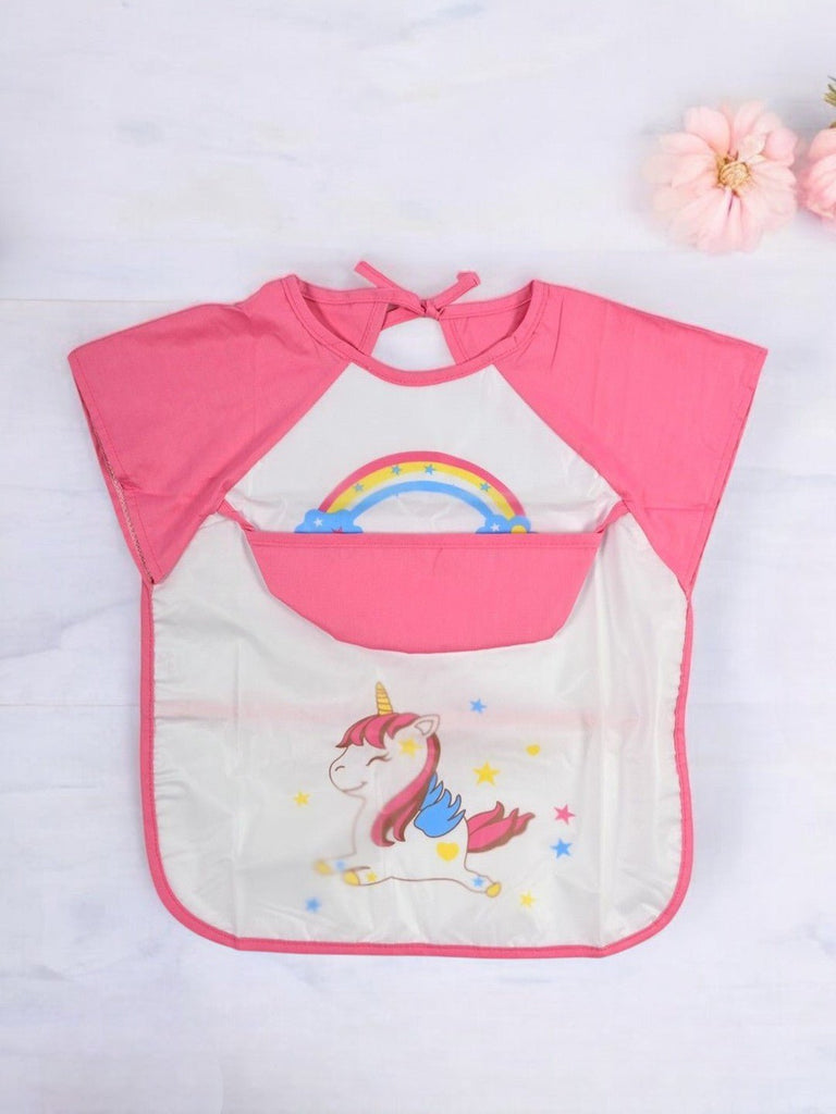 Magical Unicorn Pink Waterproof Long Sleeve Bibs - creative view