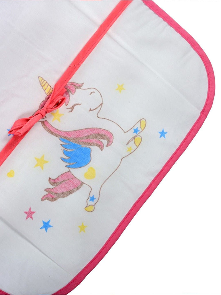 Design details of Yellow Bee Magical Unicorn Pink Waterproof Long Sleeve Bib