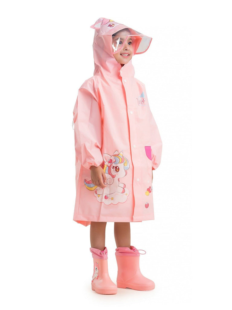 magical-unicorn-themed-waterproof-raincoat-for-girls-Side View