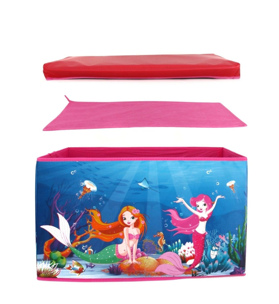 Full view of the Yellow Bee Mermaid Multi-Functional Folding Storage Box, displaying its design and multifunctionality.