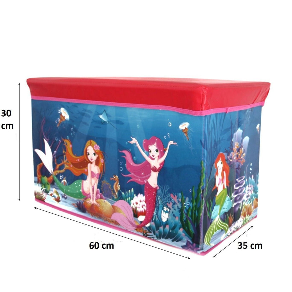 Dimensions of the Yellow Bee Mermaid Multi-Functional Folding Storage Box showing its size and shape.