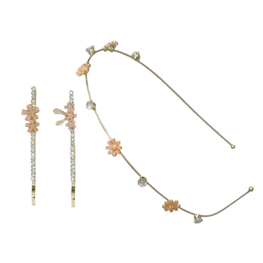 Elegant Yellow Bee hair accessory set with bunny and flower motifs for youth, perfect for wedding occasions.