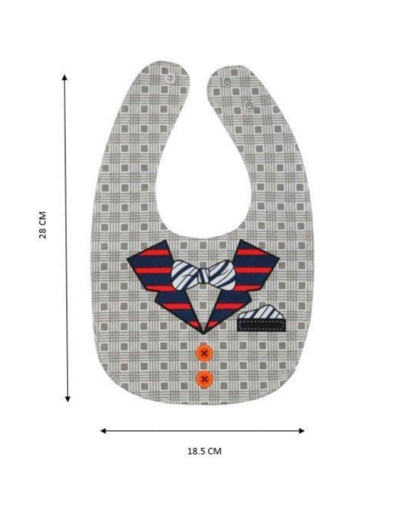 Size dimensions of Nautical Stripes Bow Tie Cotton Baby Bib for Boys by Yellow Bee.