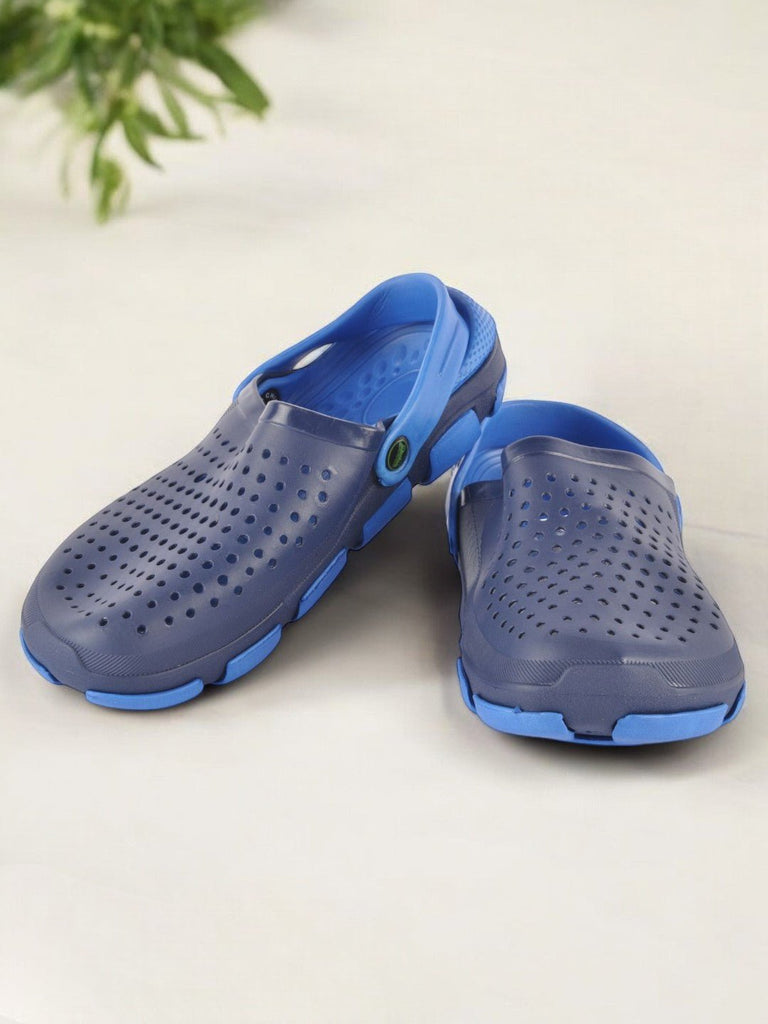 Navy Blue Ventilated Slip-On Clogs For Boys creative view