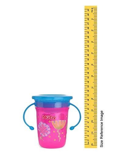 Nuby 360° Wonder Cup Printed with Handle, 240ml (Pink) - Measurement View