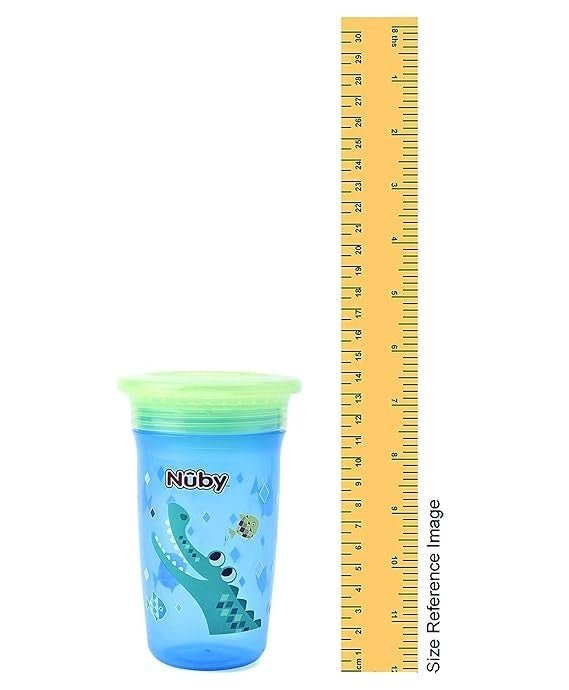 Nuby 360° Wonder Cup Printed Without Handle, 300ml (Blue) - Measurement View