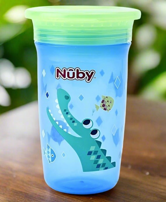 Nuby 360° Wonder Cup Printed Without Handle, 300ml (Blue) - Front View