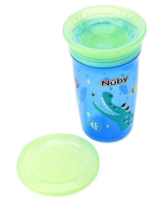 Nuby 360° Wonder Cup Printed Without Handle, 300ml (Blue) - Close Up