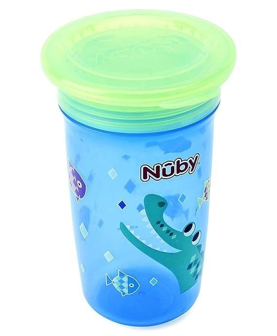 Nuby 360° Wonder Cup Printed Without Handle, 300ml (Blue) - Full View