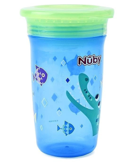 Nuby 360° Wonder Cup Printed Without Handle, 300ml (Blue) - Side View