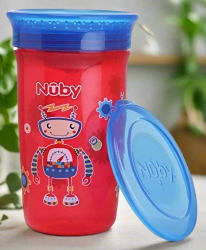 Nuby 360° Wonder Cup Printed Without Handle, 300ml (Red) - Close Up View