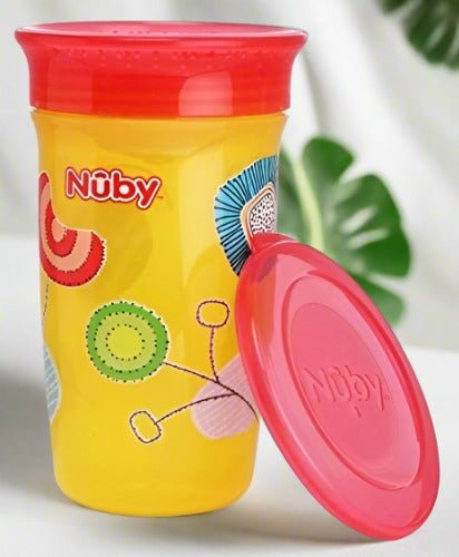 Nuby 360° Wonder Cup Printed Without Handle, 300ml (Yellow) - Side View