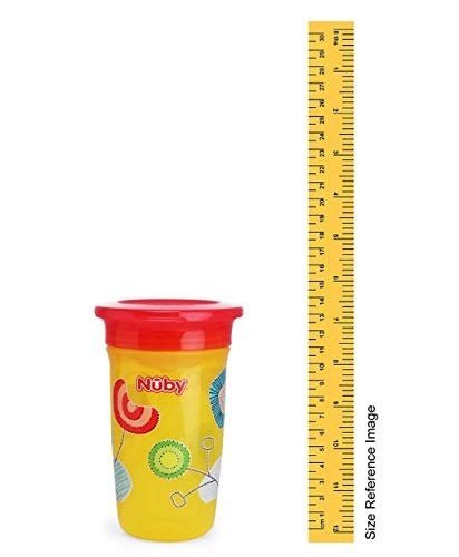 Nuby 360° Wonder Cup Printed Without Handle, 300ml (Yellow) - Measurement View