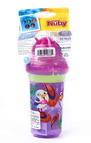 Nuby Click It Printed Series Straw Active Sipeez Flip It Cup 270ml Purple Package View