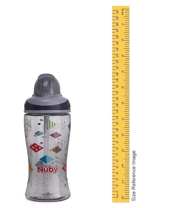 Nuby Flip-It Boost Thin Straw Sipper 360ml (Dark Grey) - Size Reference View