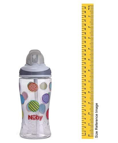 Nuby Flip It Boost Thin Straw Sipper 360ml Grey Measurement View