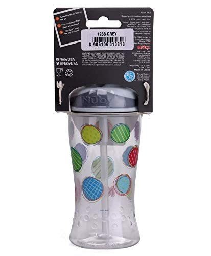 Nuby Flip It Boost Thin Straw Sipper 360 ml Grey Back View