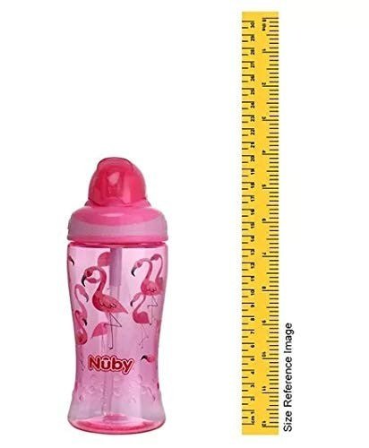 Nuby Flip It Boost Thin Straw Sipper 360ml (Pink) - Measurement View