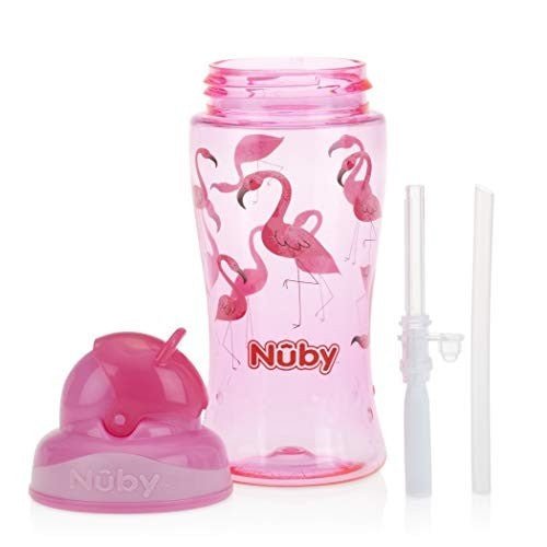 Nuby Flip It Boost Thin Straw Sipper 360ml (Pink) - Disassembled View