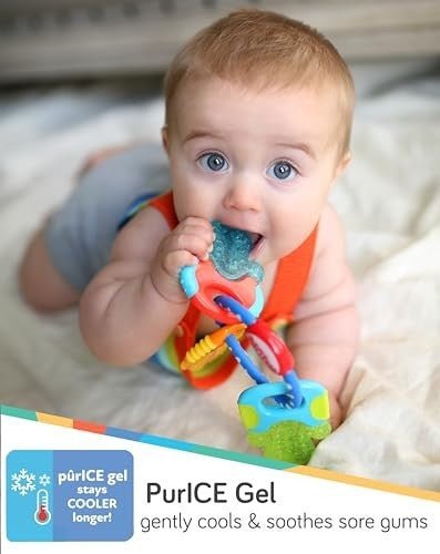 Nuby Icy bite Hard Or Soft Teeting Keys Multicolor With baby View