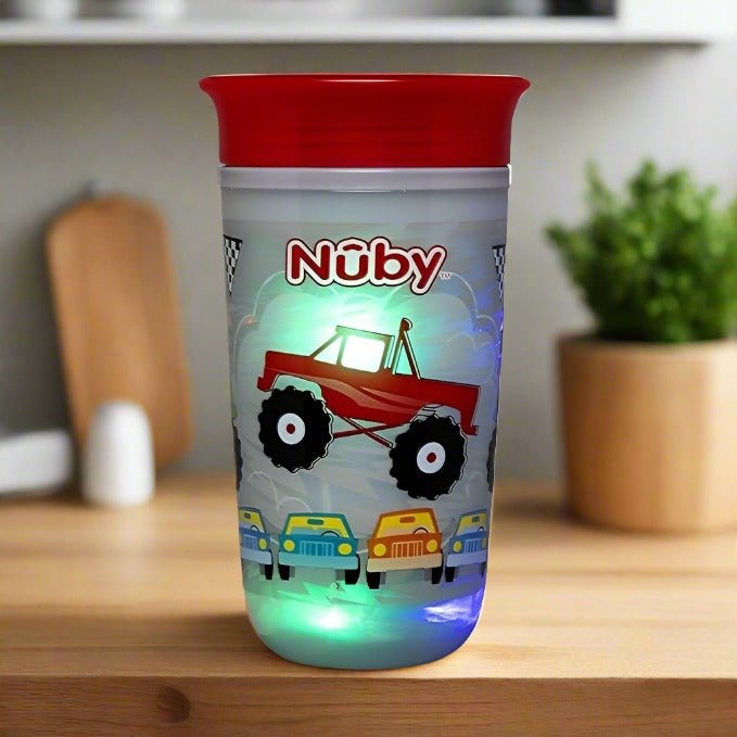 Nuby Light Up 360° Wonder Cup 300ml (Grey) Kid's No-Spill Sippy Cup