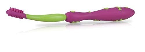 Side view of Nuby Oral Care Set (Pink) toothbrush.