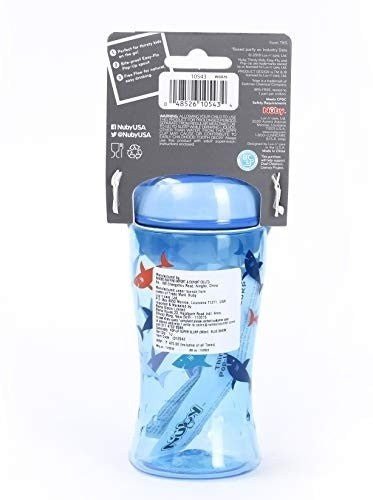 Nuby Pop-up Super Slurp 360ml (Blue Shark) - Back View