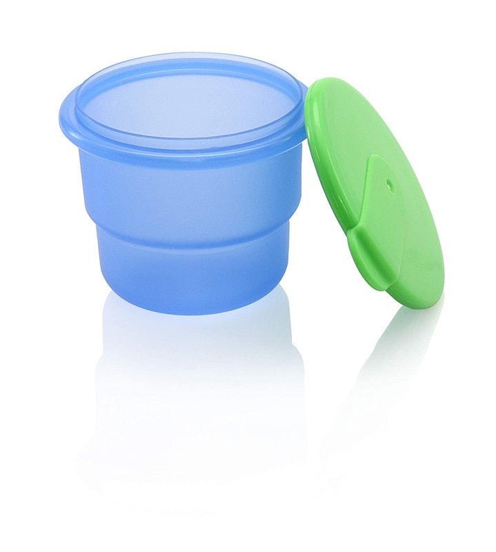 Full View Image: "Nuby Travel Time Bowl Set (Green & Blue) - Complete Set