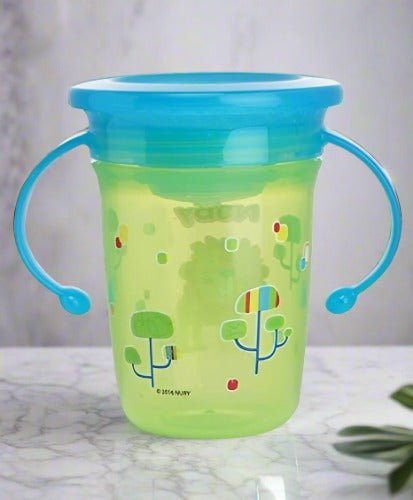 Nuby Wonder Cup Printed with Handle 240ml Green Side View