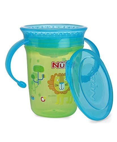 Nuby 360° Wonder Cup Printed with Handle, 240ml (Green) - Handle View