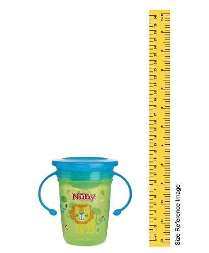 Nuby 360° Wonder Cup Printed with Handle, 240ml (Green) - Measurement View