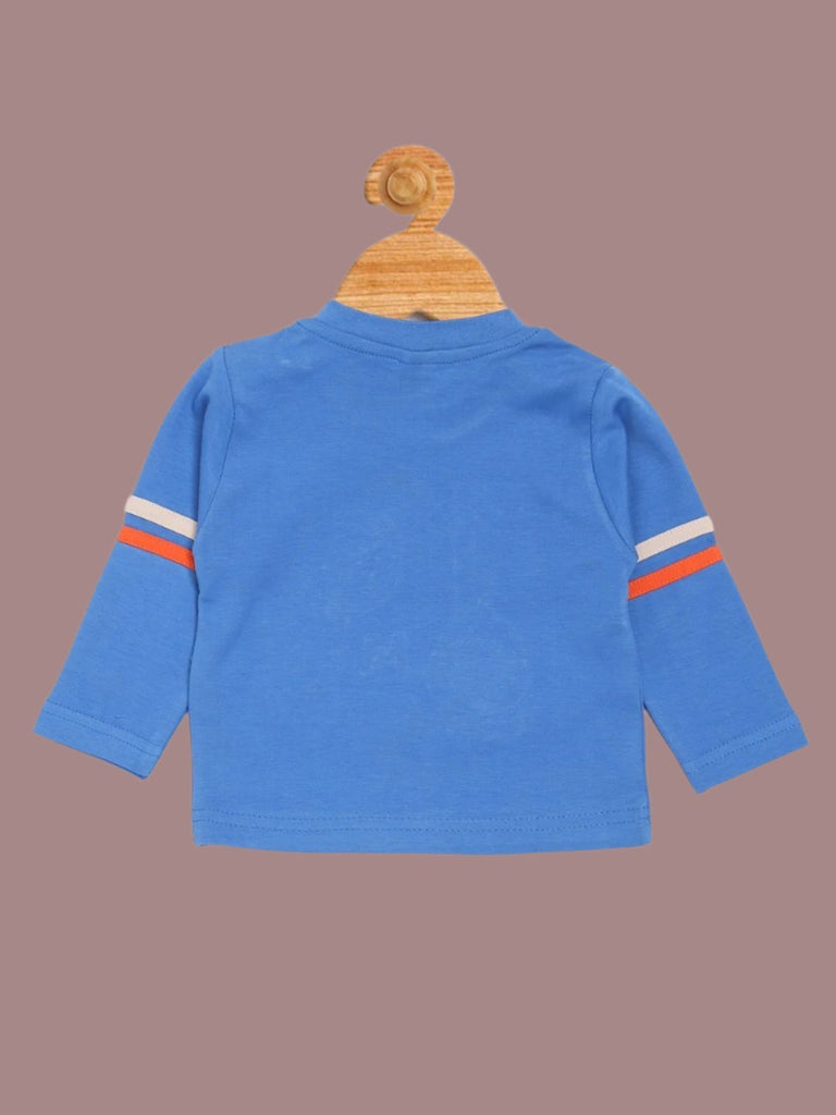 Back view of Olio Kids Baby Boys' Blue Cheeky Monkey T-Shirt.