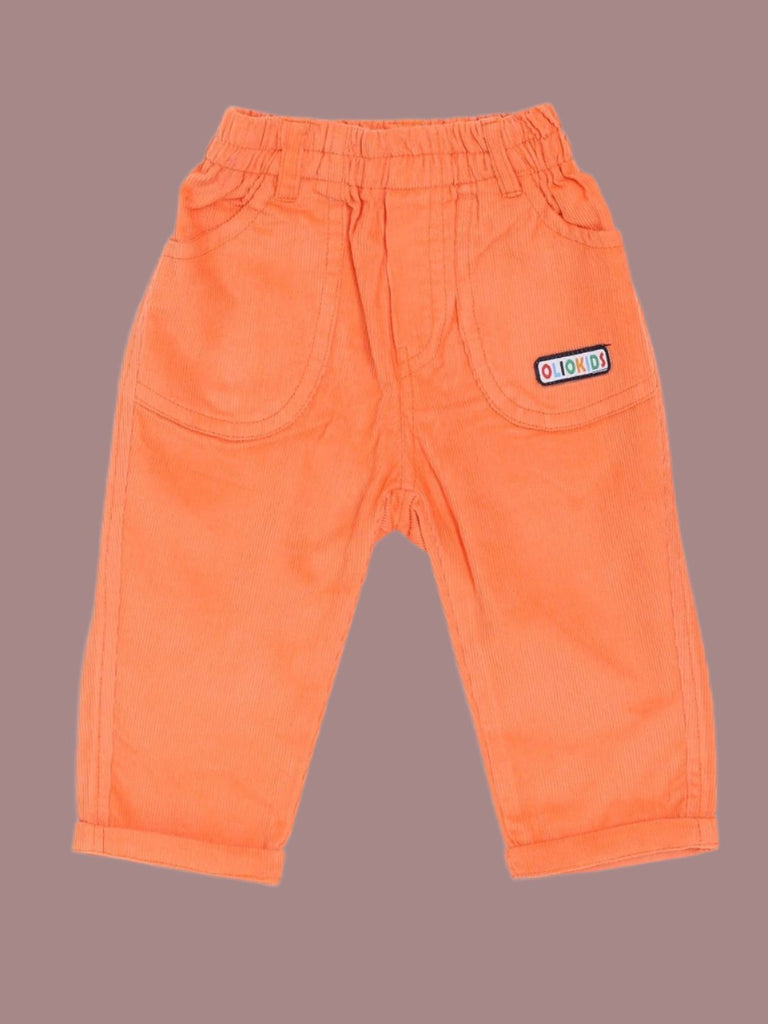 View of Olio Kids Baby Boys' Orange Pants, part of the Fun Jungle Adventure Outfit.