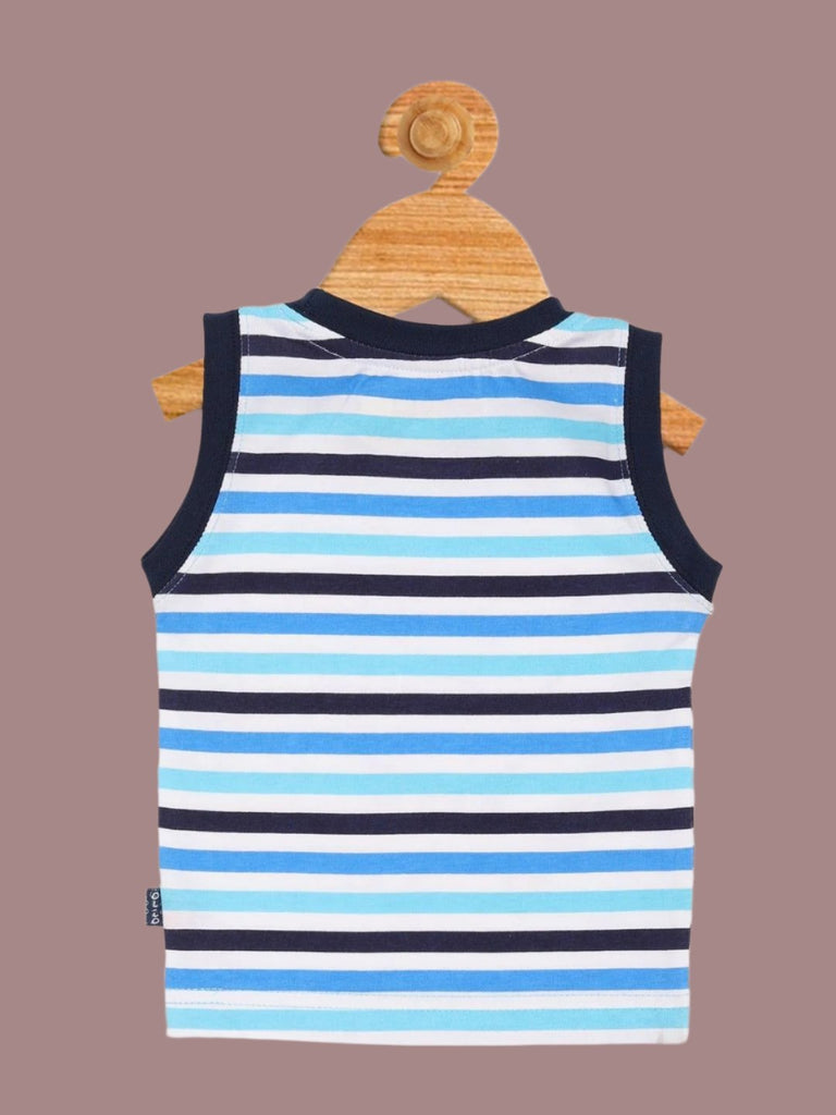 Back view of Baby Boys' Blue Striped Sailboat Tank Top