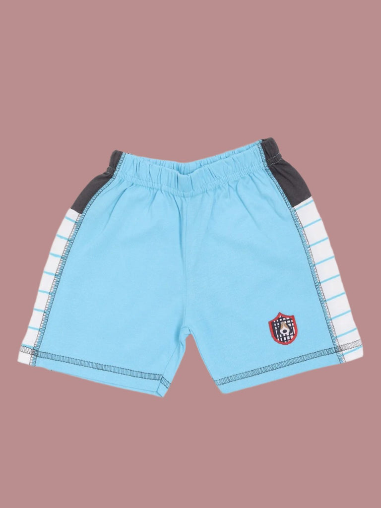 Blue shorts from Olio Kids Baby Boys' Striped T-Shirt and Playful Dog Print Set.