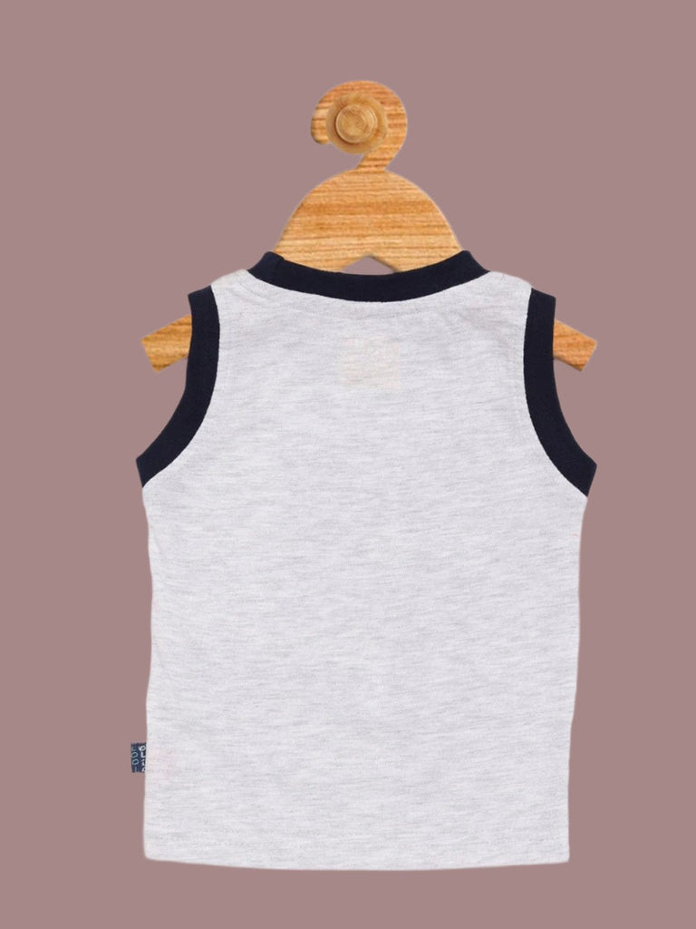 Back view of Baby Boys' Grey Lion Tank Top from the Wild Adventure Set