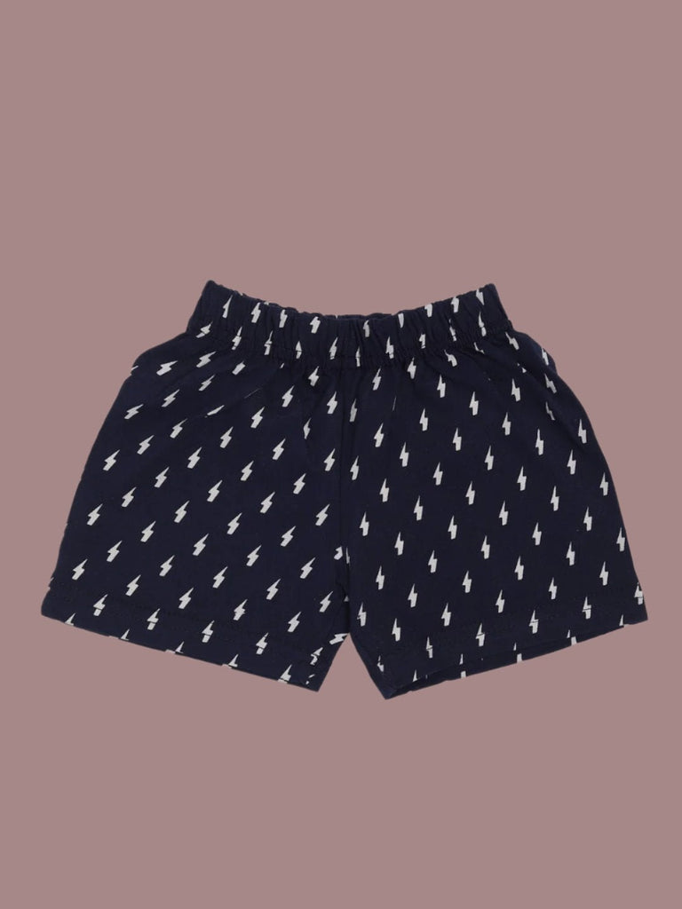  View of Baby Boys' Navy Printed Shorts from the Wild Adventure Outfit