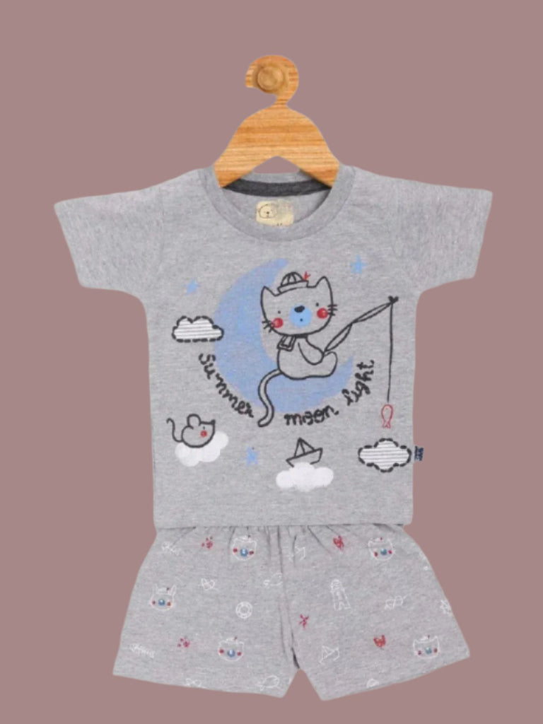 BabyBoys_GreySummerMoonlightCatT-ShirtandShortsSet_PlayfulKittenDesignfullview